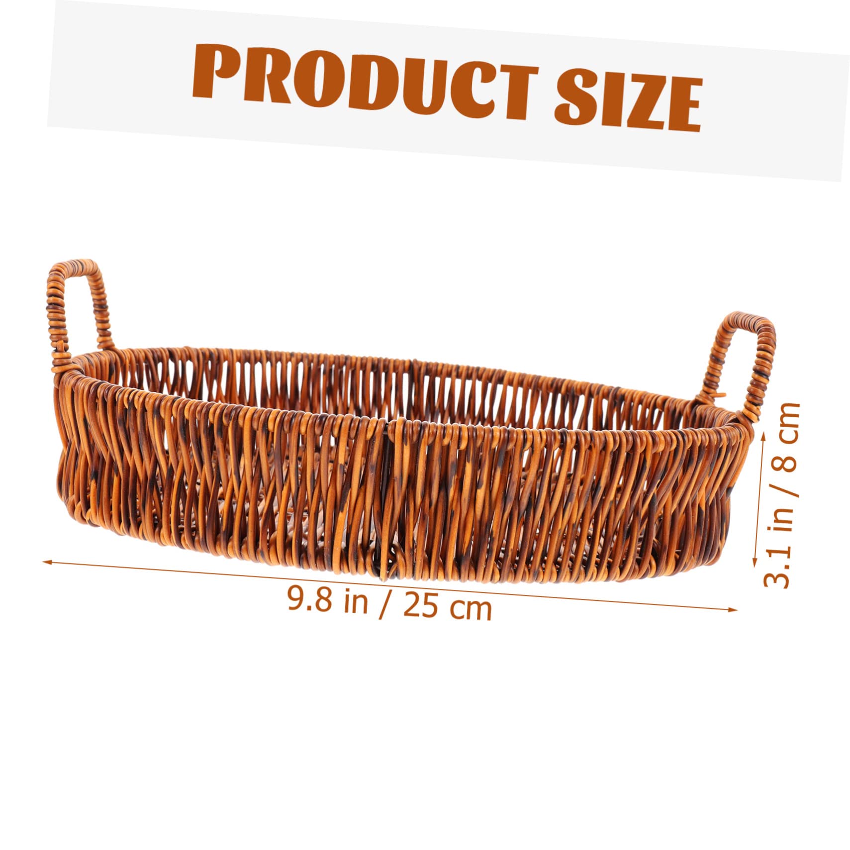 Unomor Rattan Storage Tray Rattan Fruit Basket Breakfast Bread Basket Wicker Bread Breakfast Foods Round Tray Party Food Organizer Cornucopia Basket Food Serving Pp re-usable