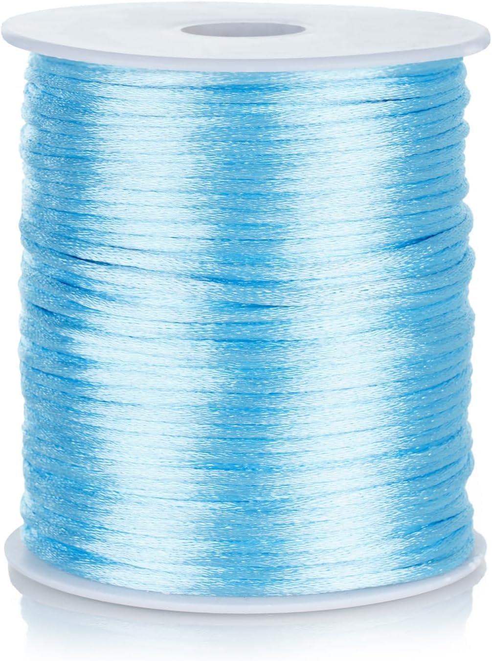 FQTANJU 2mm Nylon Satin Cord, 100 Yards Nylon Cord Satin String for Bracelet Jewelry Making Silky Rattail Macrame Trim Cord Necklace Bulk Beading Thread Kumihimo Chinese Knot Craft (Sky Blue)