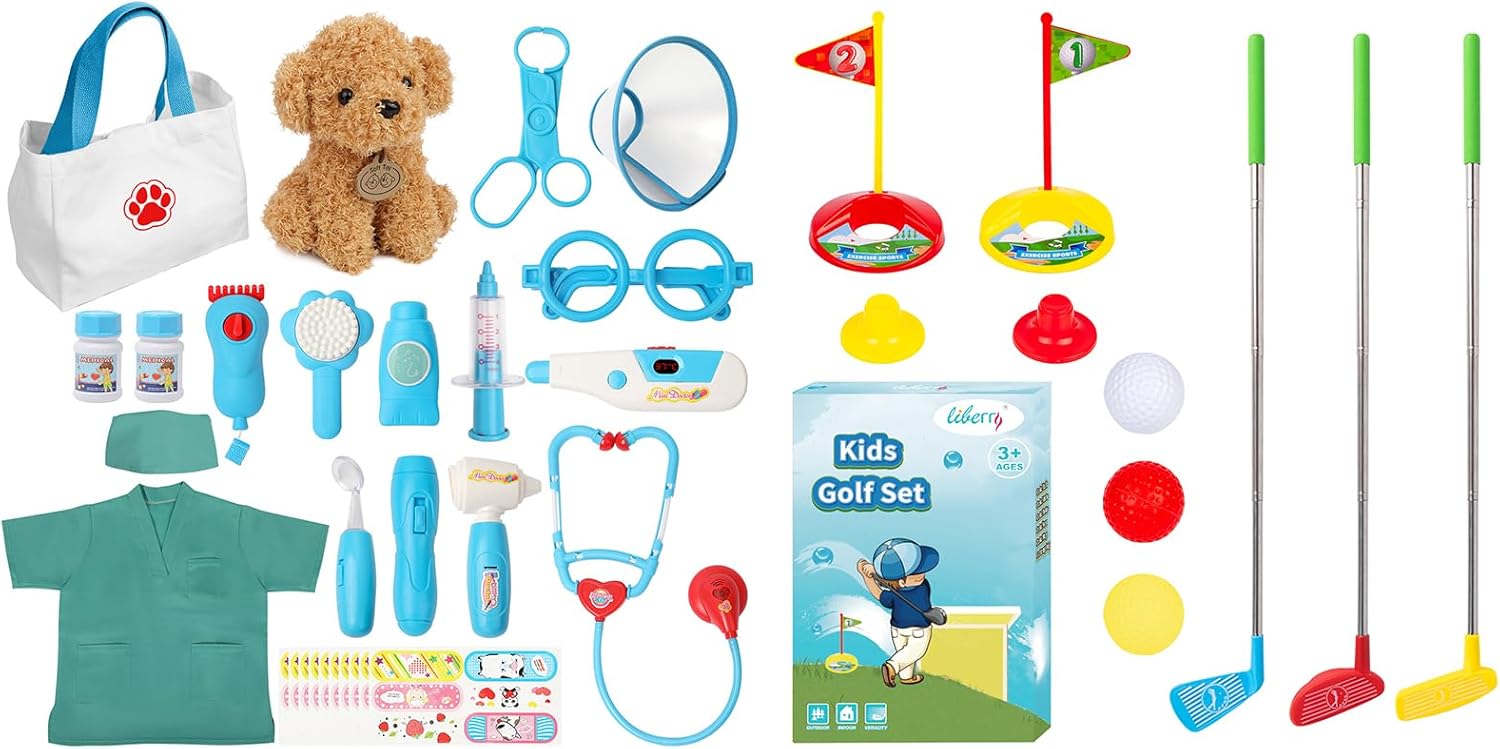 Liberry Toys for 2 3 4 5 6 Year Old Boys & Girls Christmas Birthday Gift Doctor Kit for Toddlers and Kids Golf Club Set