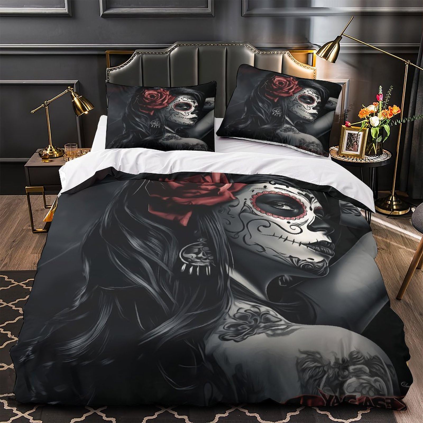 Drap de Couette Tatouage 260x220 cm Anti-décoloration Entretien Facile