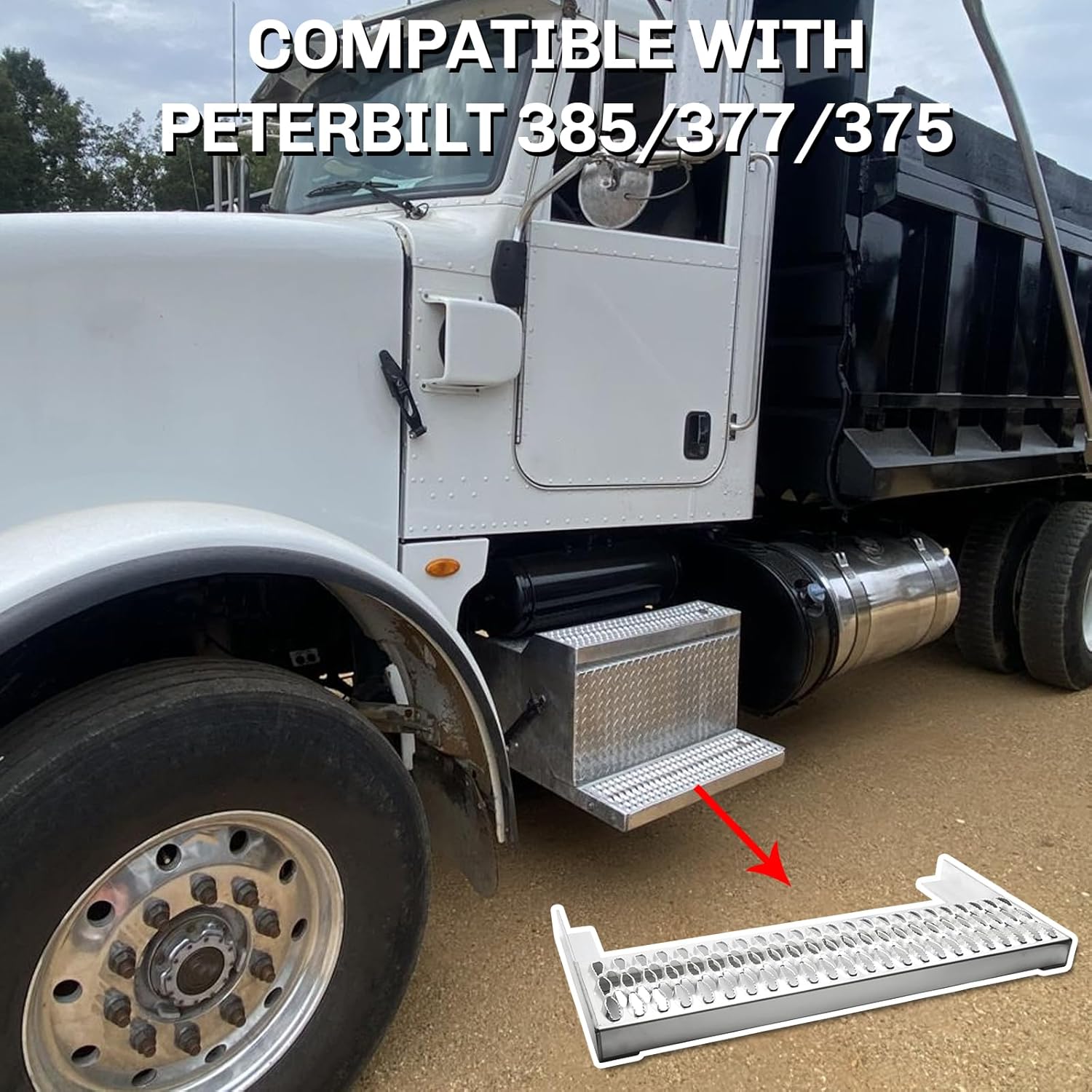 aostirmotor Battery Box Toolbox Bottom Replacement Step Compatible with Peterbilt 375 385 377 Aluminum Step