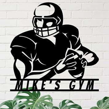Torranband Personalized American Football Metal Sign - Custom Football Player Wall Art Customized Name Number, Sports Wall Decor for Boy, Men, Dad - Personalized Gifts for Coach Player