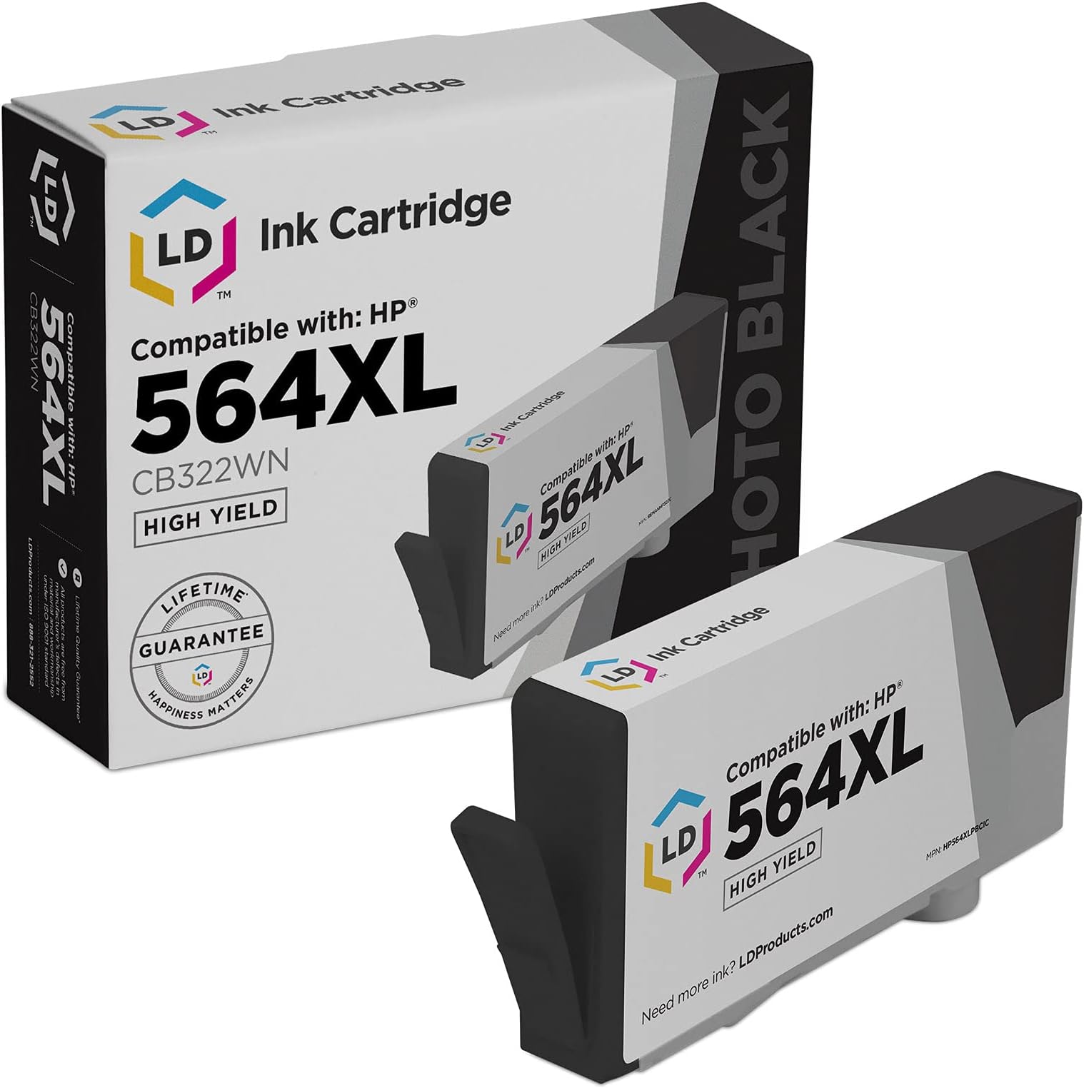 LD Compatible Ink Cartridge Replacement for HP 564XL CB322WN High Yield (Photo Black) Compatible with Deskjet 3524 e-All-in-One OfficeJet 4610 PhotoSmart 7510 7515 752