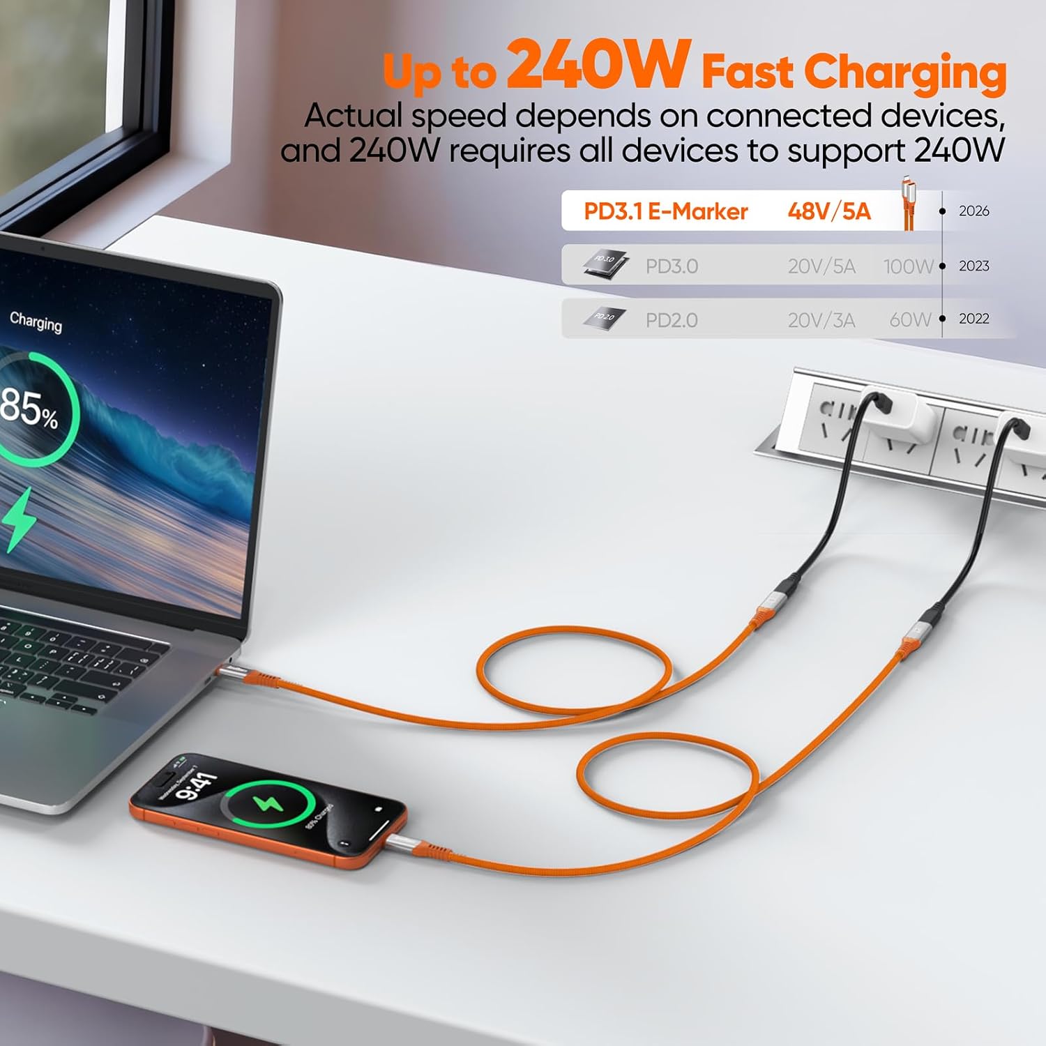 USB C Data Cable 3ft Bundle USB C Extension Cable 3ft 2Pack image 5