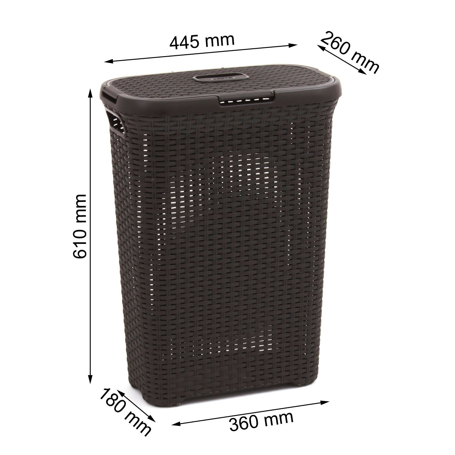 Curver 193009 - Cesta per Biancheria in Finto Rattan, 40 Litri, in Polipropilene, 44,7 x 26,5 x 61,5 cm
