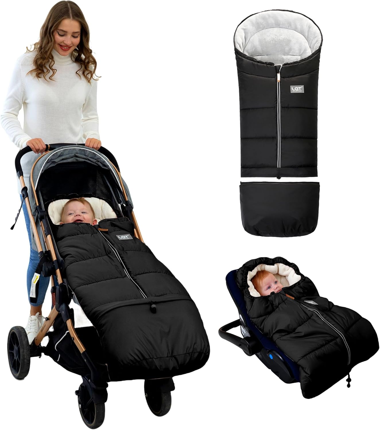 LAT Baby Warm Bunting Bag Universal,Extended and Removable,Stroller Sleeping Bag Cold Weather,Waterproof Toddler Footmuff