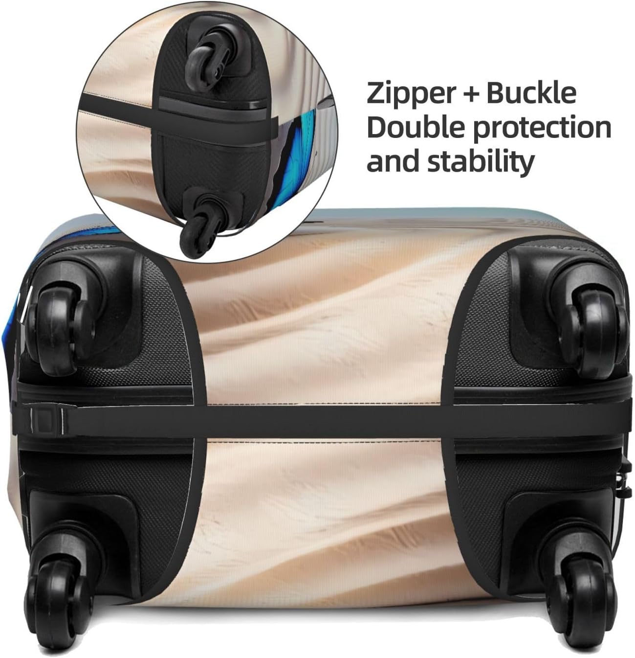 Butterfly In Blossoms Zen Print Luggage Cover Washable Elasticated Suitcase Covers TSA Approved Stylish Dust and Scratch Resistant Case Protector for Kids and Adults