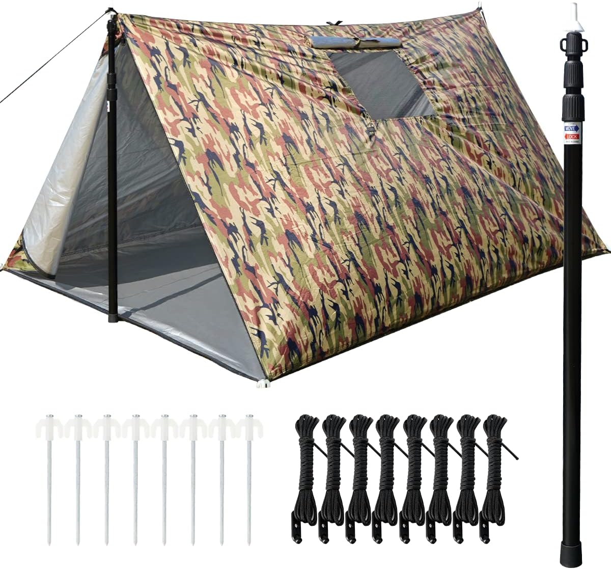 XL Waterproof Survival Tent with Paracord & Stakes for Camping & Hiking XL Waterproof Survival Tent with Paracord & Stakes for Camping & Hiking