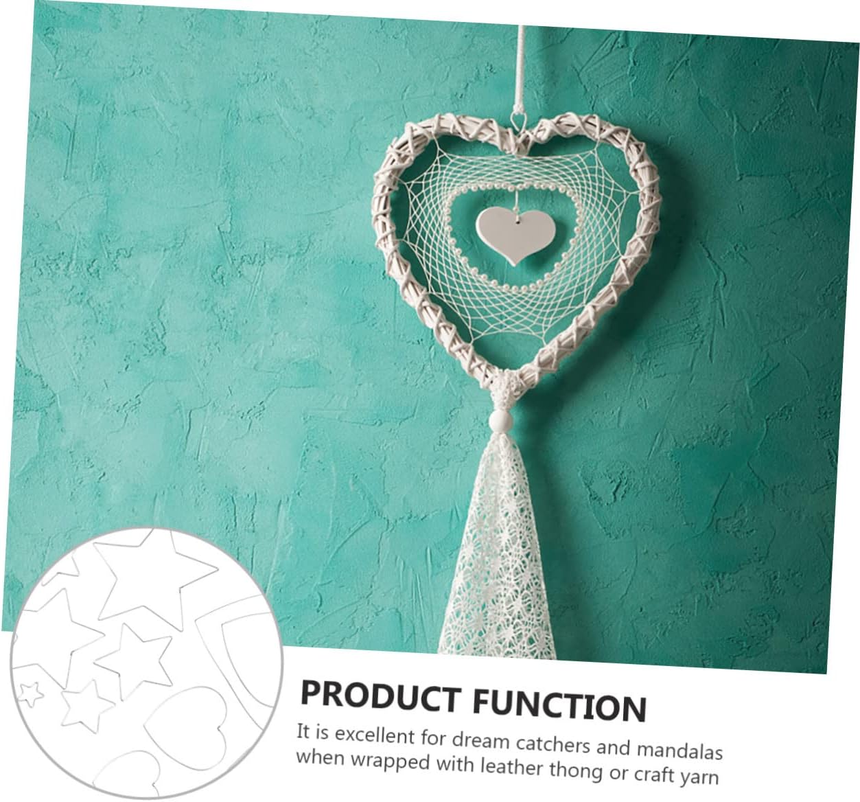 PRETYZOOM 13pcs Heart Shaped Dream Catcher Rings Set DIY Iron Hoop for Crafting Pentagram Design for Macrame Wall Hanging and Decorative Projects