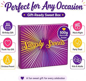 Simply Sweets 500g Pick and Mix Sweets Gift Box, Sweet Hamper Gift Box for Birthday, Thank You, Christmas