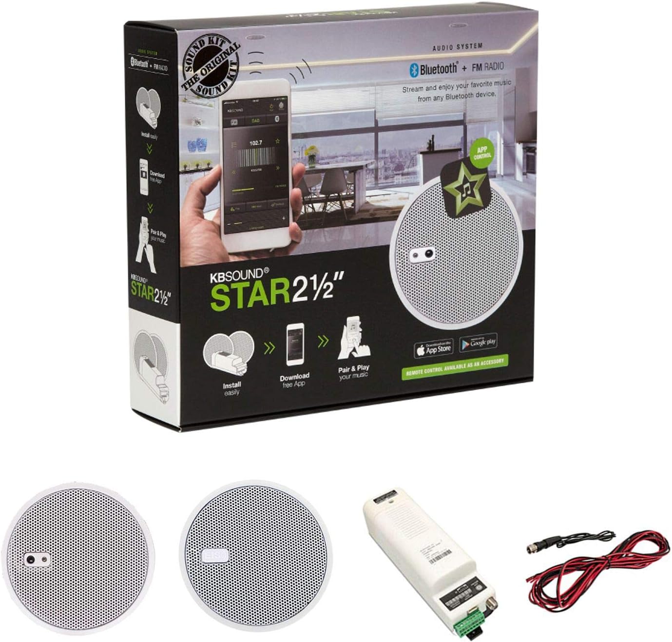 KBSound50804 Star Space Bluetooth Amplifier, Two 0.5 in. Speakers, White