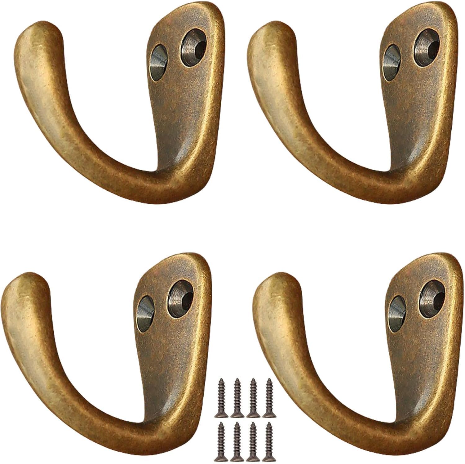 PAQWTYB Hooks, Heavy Duty Vintage Pure Copper Hanger Hook 4 Pack