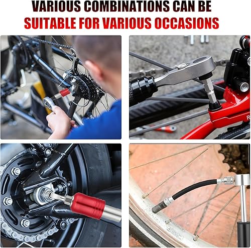 Miniatura 5 de Kit de herramientas de bicicleta de 28 piezas, juego de reparación de bicicletas portátil, juego de neumáticos planos para bicicleta con mini bomba,