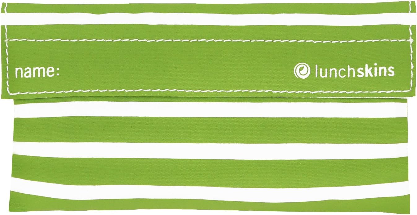 Lunchskins Reusable Snack Bag, Green Stripe