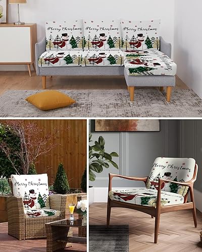 Miniatura 6 de Funda elástica para cojín de sofá de muñeco de nieve, seccionalindividualen forma de L, funda protectora para muebles con parte inferior elástica,