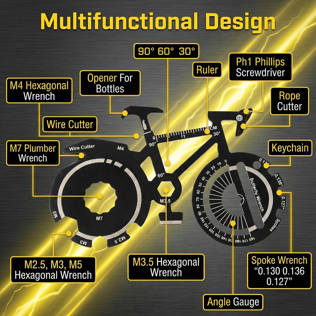 Bicicleta Multiherramienta 20 en 1 Llavero Portátil Abrebotellas Destornillador