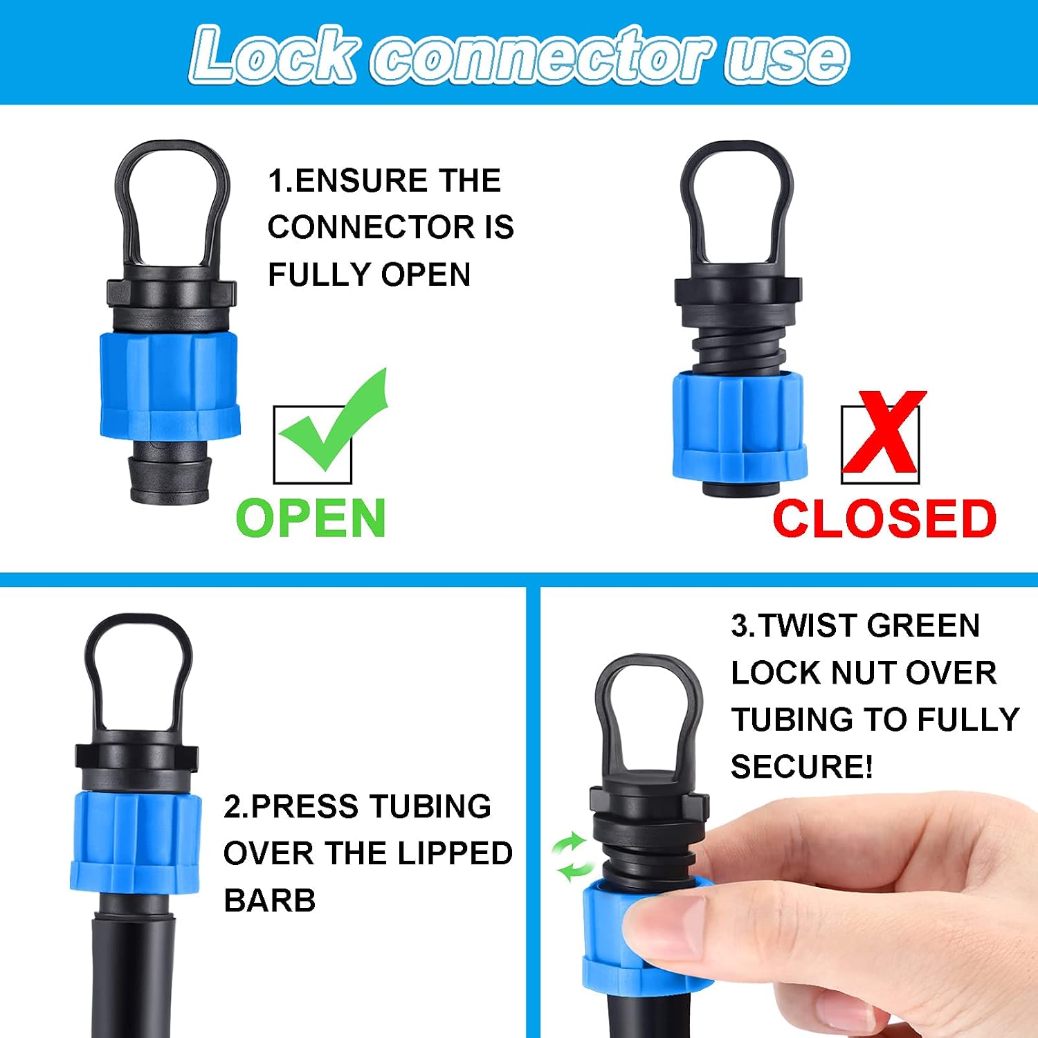 Hotop 12 Pcs Drip Irrigation Tubing End Cap Fitting 1/2 Inch, Blue image 3