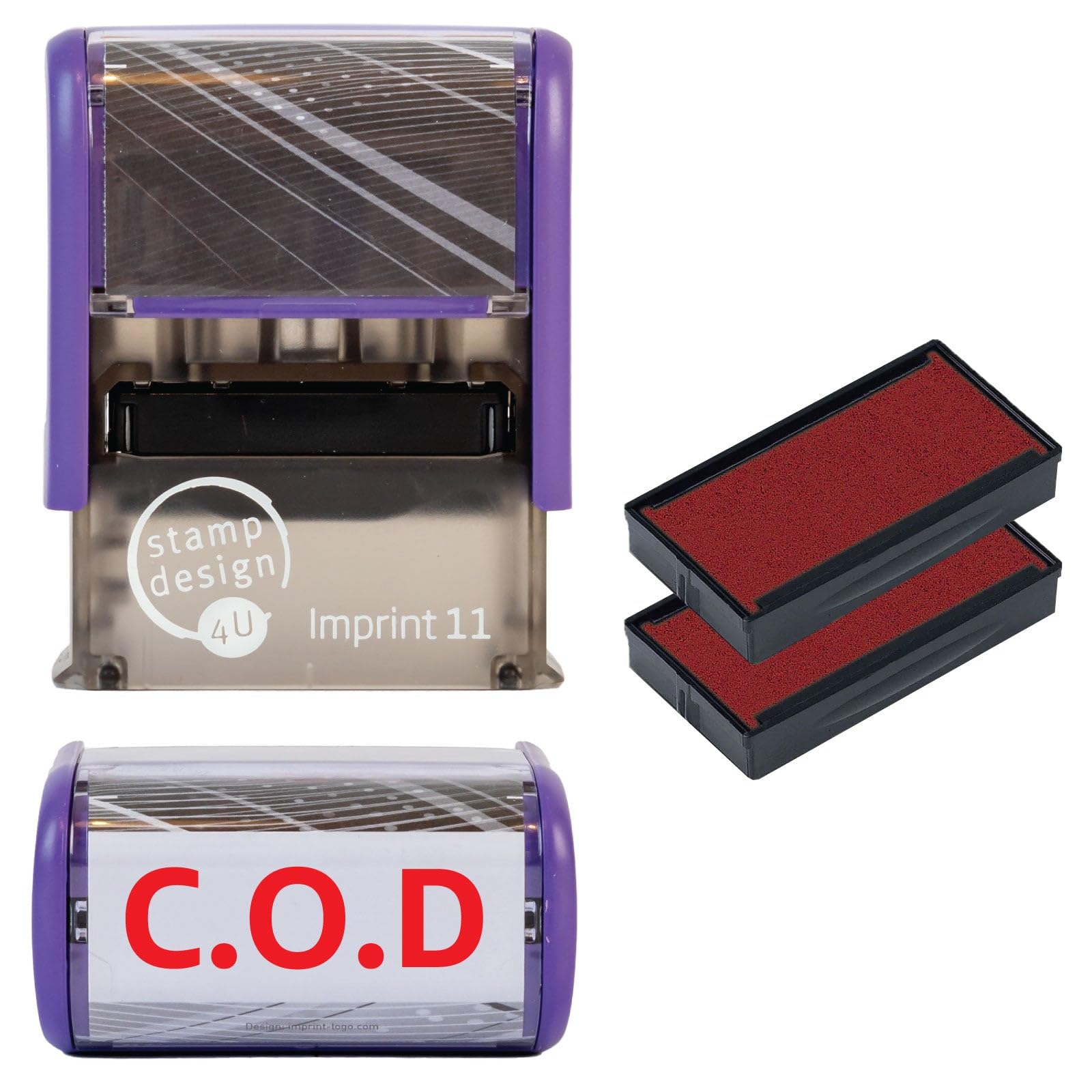 Cash on Delivery Self Inking Rubber Stamp for Stamping Your C.O.D Documents - COD Stamp with Red Ink and 2 Extra Inkpads