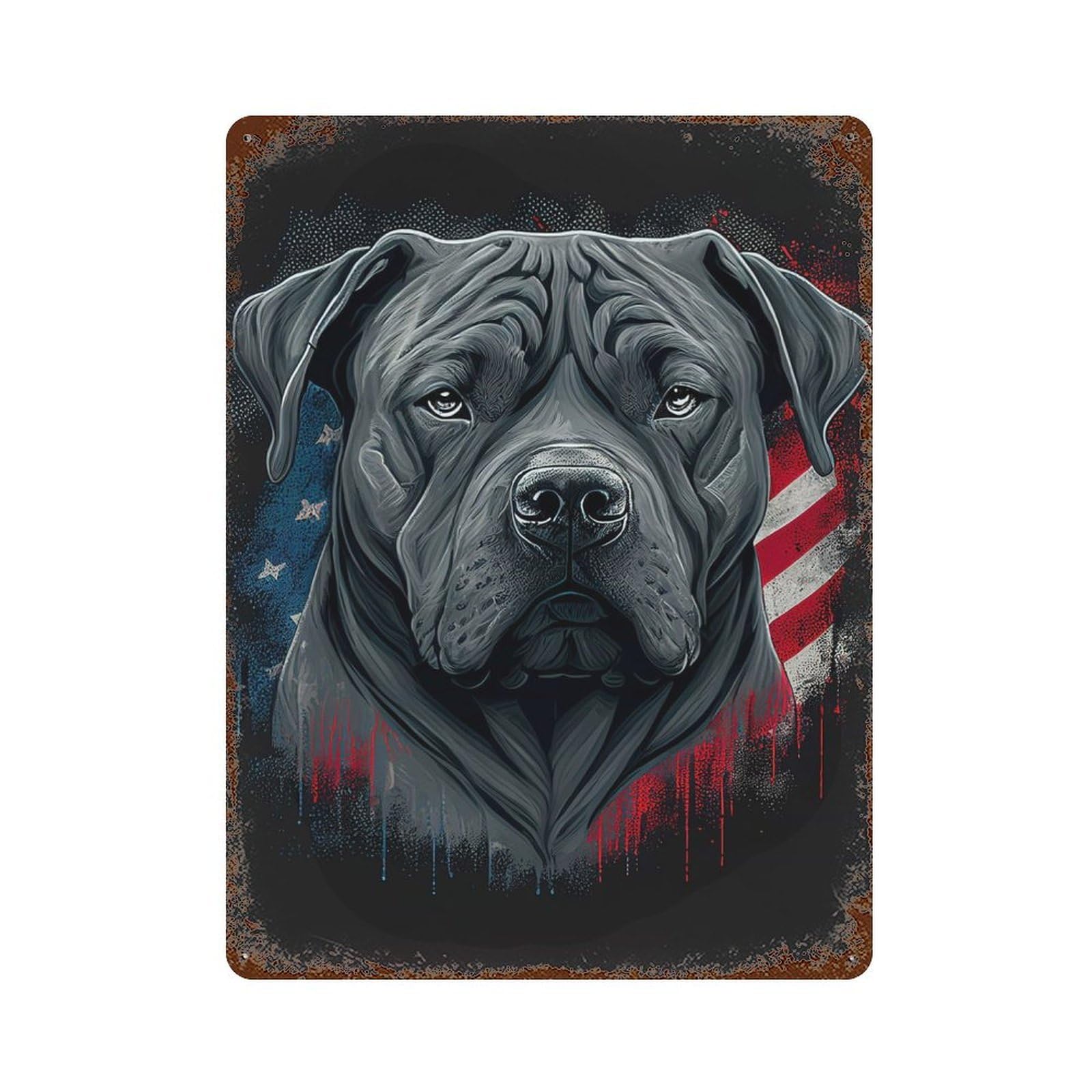 Cane Corso USA America Rust Effect Tin Sign 15.7"x11.8", Old School Wall Decor for Farmhouse, Kitchen And Entryway Decor