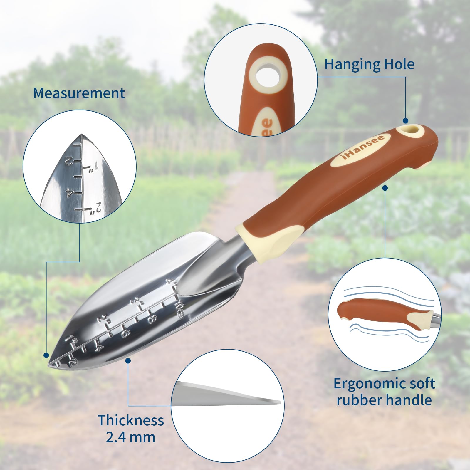 Braunes Gartenwerkzeug-Set, 12-teilig, robustes Garten-Handwerkzeug-Set mit rutschfestem ergonomischem Griff, Aufbewahrungstasche, Gartenschürze, Handschuhe und Kniepolster, Gartengeschenke für Frauen