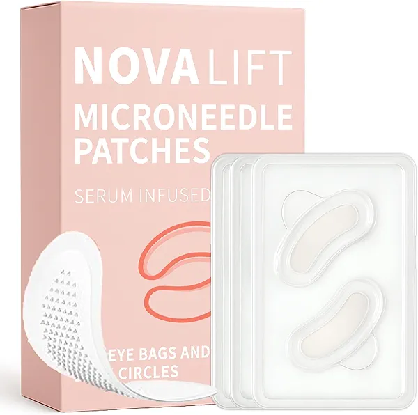 NOVALIFT Micro Eye Patches, Under Eye Patches for Puffy Eyes and Dark Circles, Smile Line Forehead Facial Anti Wrinkle Patches, Bio Collagen Skin Care Masks for Women (3 Pairs)