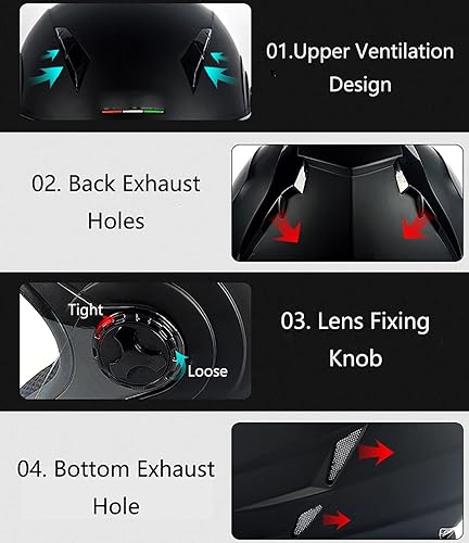 Miniatura 7 de Casco Bluetooth para motocicleta 34, casco retro abierto con visera solar, casco de moto Jet para hombres y mujeres adultos, casco aprobado por DOT