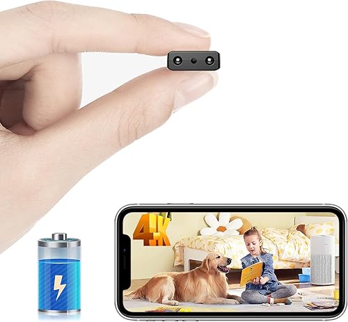 Free 64G Smallest Wireless WiFi Battery Camera,Concealed Coin Size,Spy Camera,HD4K Portable Video Recording Live Feed,Pet Camera for Baby