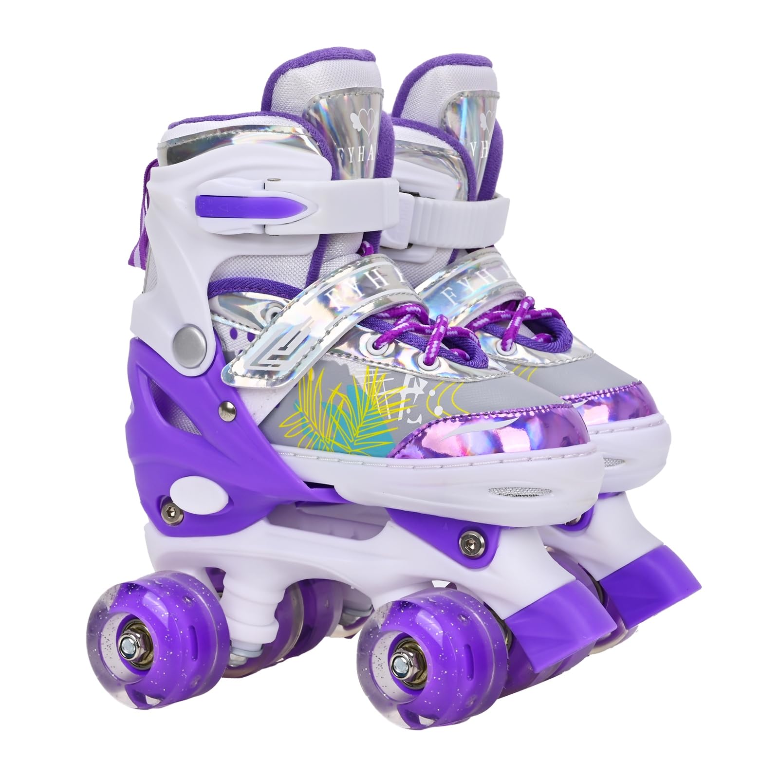 Kids Roller Skates for Girls Child Beginners, Adjustable 4 Sizes Girls Roller Skates for Little Big Kids Youth for Outdoor Indoor Sports