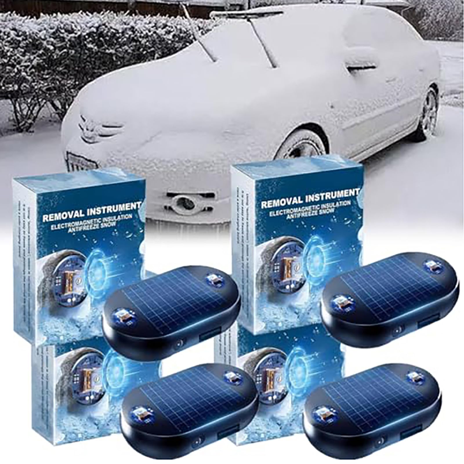 Dispositif électromagnétique de déneigement de Voiture, Instrument de déneigement antigel à interférence moléculaire électromagnétique, déneigement Efficace pour Voitures (3 pièces) 4 Pcs