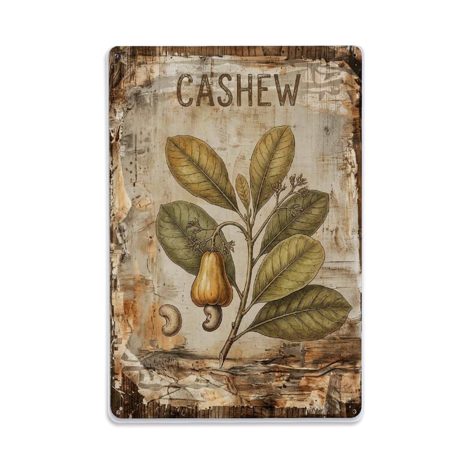 Fqnyr Style Cashew Tree Nut Metal Tin Sign Plaque Wall Decor For Cafe, Club Bar, Office, Home Garden Metal Poster 8X12inch