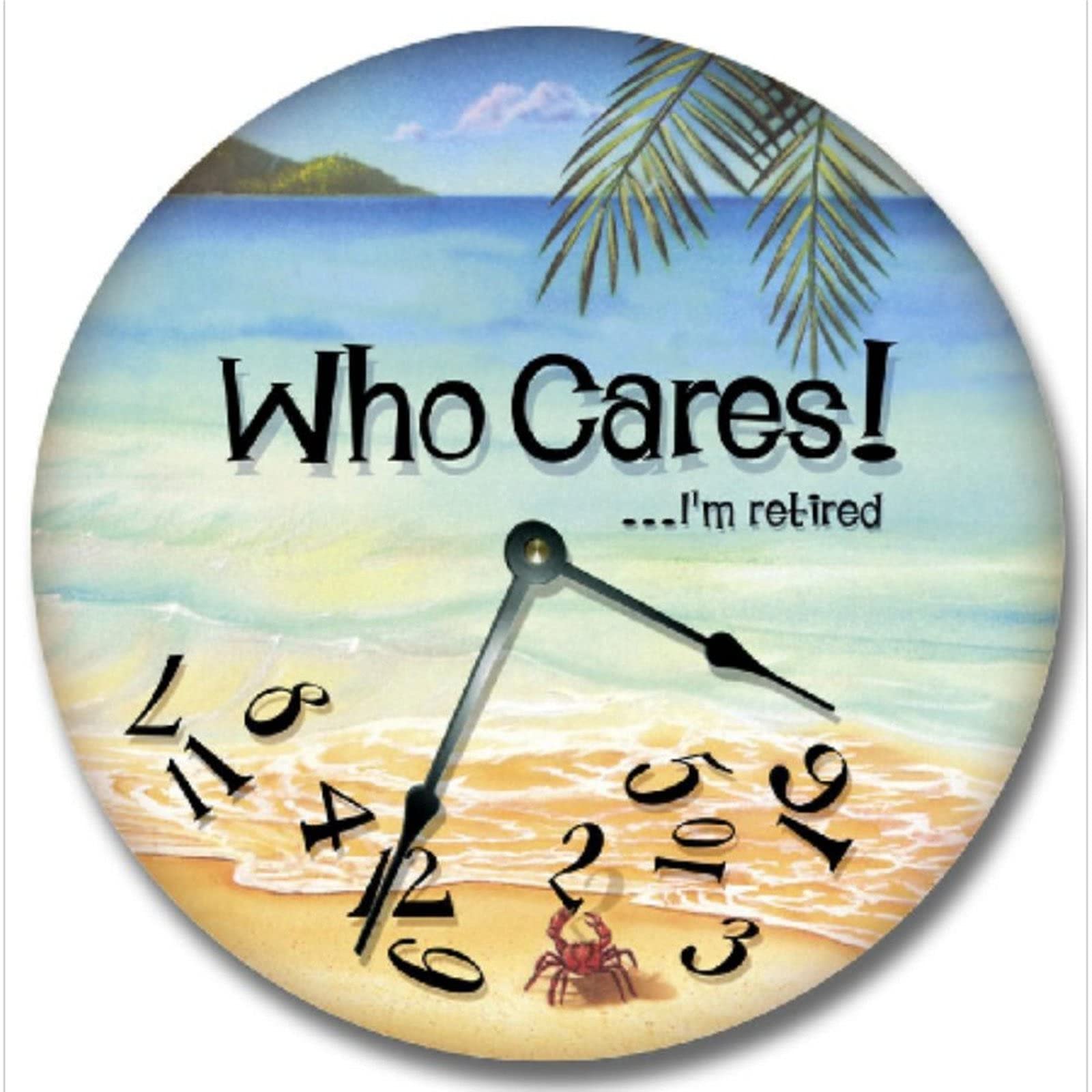 351 Wall Clock 1976 Round Clocks Decorative Who Cares I'm Retired - Beach Scenery Wall Clock Easy To Read Home Decorative Modern Decorative Clock For Office Kitchen Bedroom