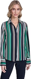 Women's Long Sleeve Striped Popover Work Blouse