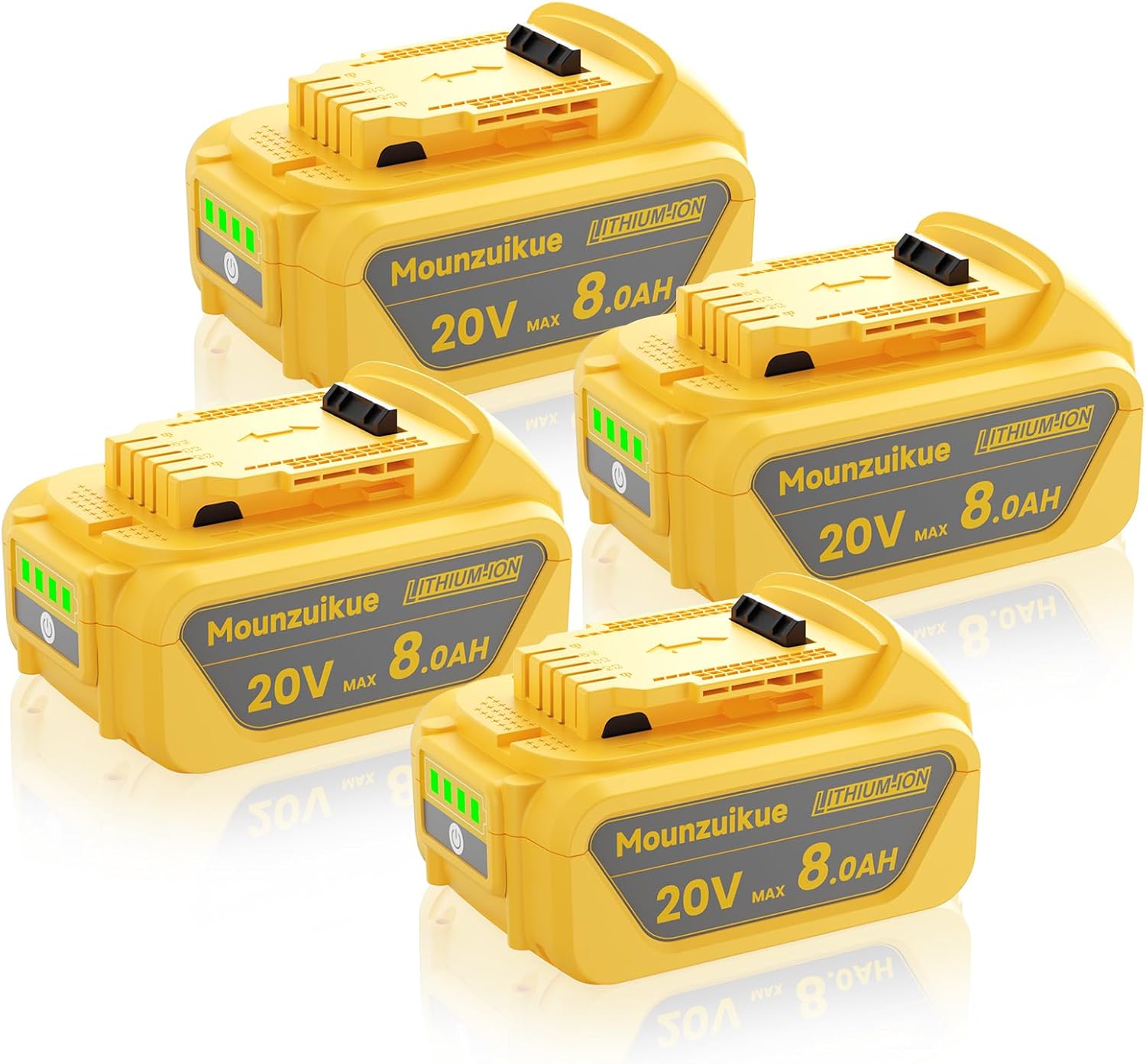 4Pack 8.0Ah Replacement for Dewalt 20V Battery Lithium Compatible with Dewalt 20 Volt MAX Battery XR DCB200 DCB201 DCB203 DCB204 DCB205 DCB206 DCD DCF DCG Series Cordless Power Tools