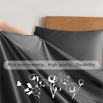 100% Egyptian Cotton Sheets High Thread Count Full Size Bedding Sets 4 Pcs, Fitted Sheet Up to 16 Inch Breathable All Seasons