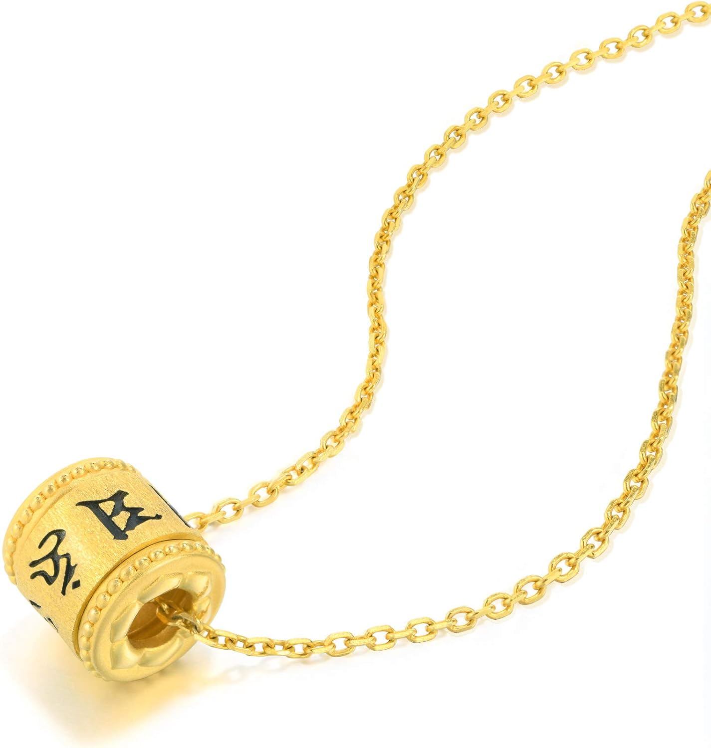 CHOW SANG SANG 999 24K Gold Cultural Blessings Buddhist Mantra Om Mani Padme Hum Blessing Pendant for Men & Women 91037P [Not Include the Necklace]