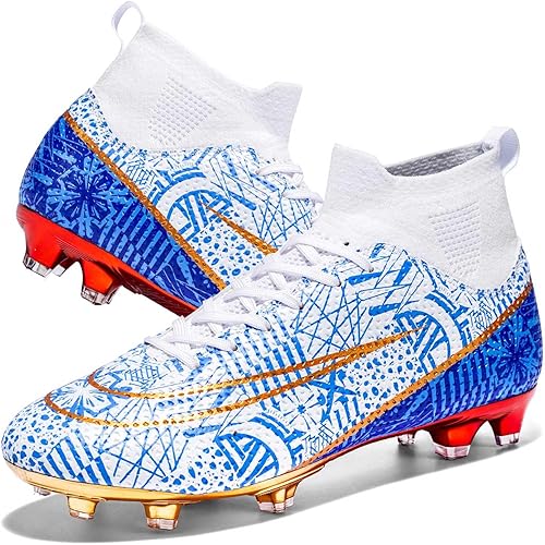 Botas de fútbol para niños y niñas, FGAG, para interiores y exteriores, terreno firme, picos altos, para entrenamiento profesional