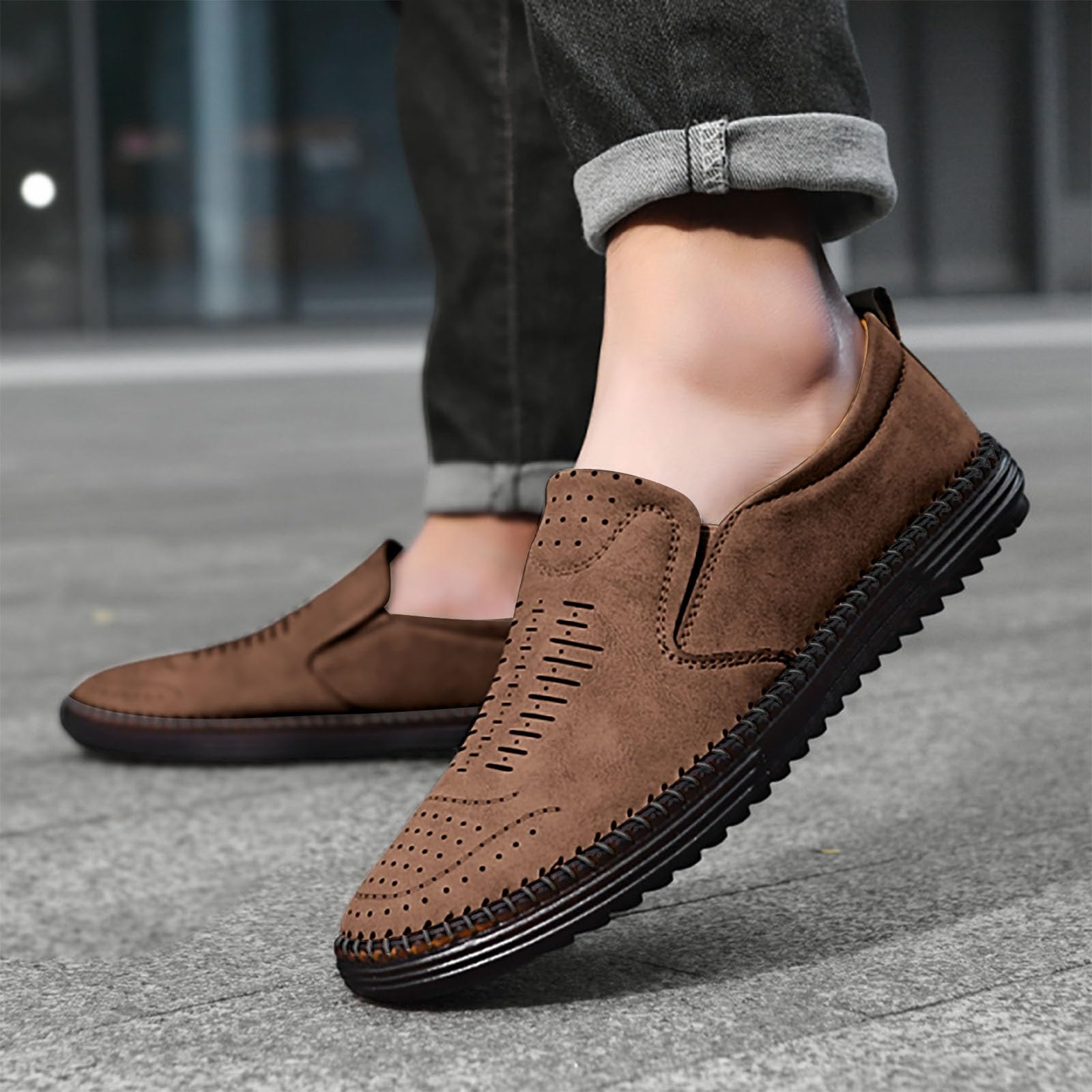 Mokassins Herren - Leicht Sommerschuhe Slipper Sommer Herrenschuhe Shoes Leichte Halbschuhe Slip On Hausschuhe Men Leder Schuhe Loafer Sneaker Schlupfschuhe Freizeitschuhe 27