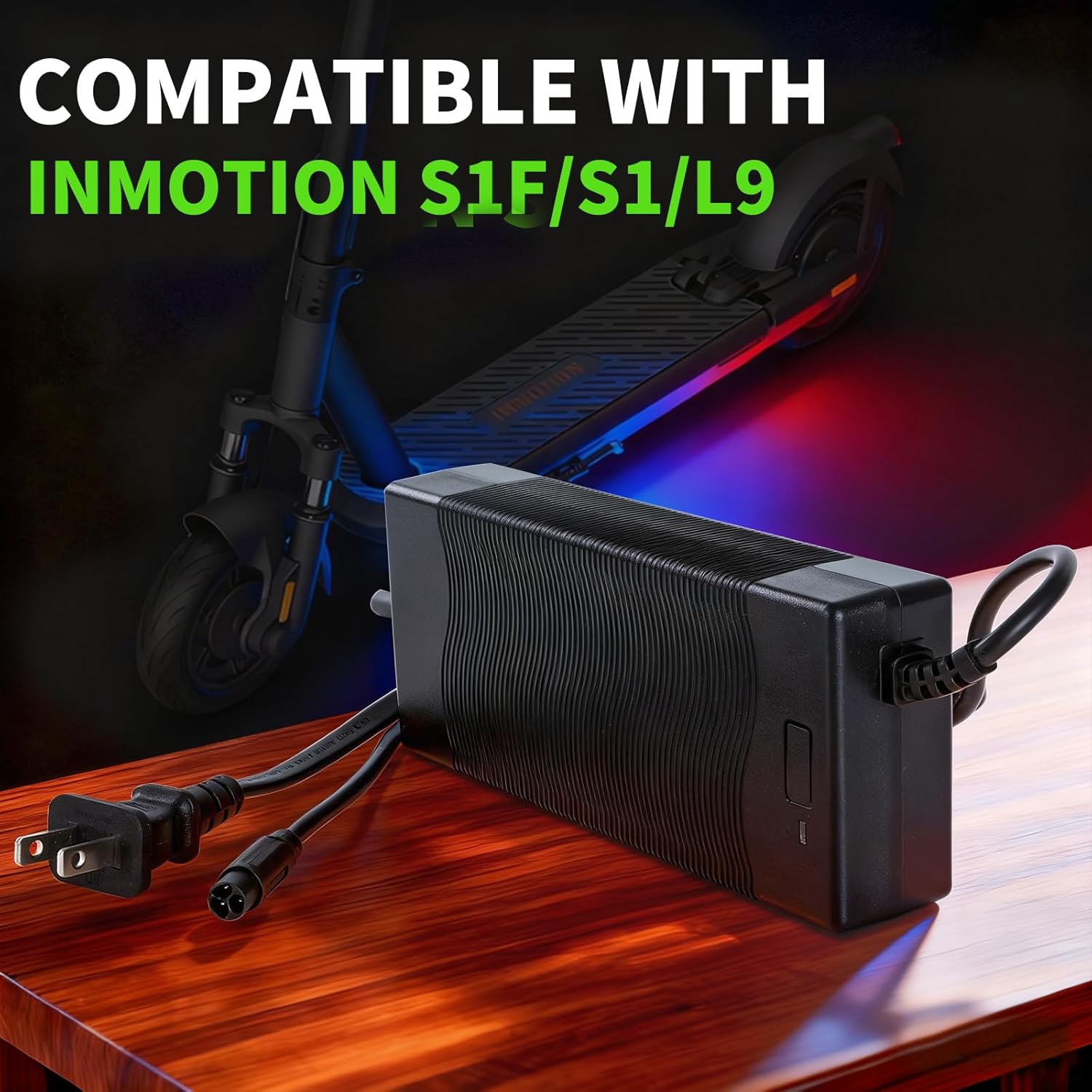 63V 2A Fast Charger for Inmotion S1/S1F/L9, Power Adapter for 54V Lithium Battery with 3-Pin Connector Original Accessories