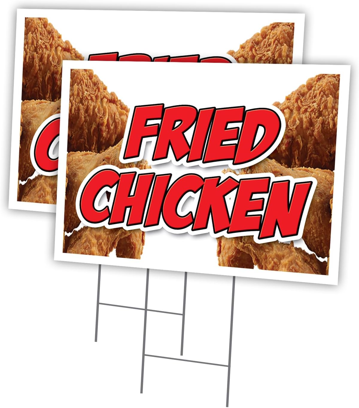 SignMission Fried Chicken 18"x24" Yard Sign & Stake | Advertise Your Business | Stake Included Image On Front Only | Made in The USA