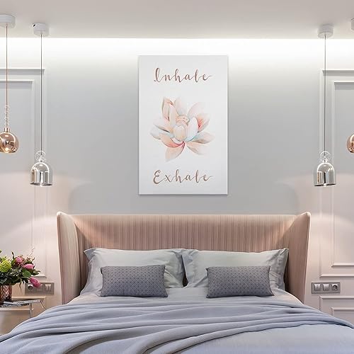 Miniatura 8 de Inhala Exhala Arte, póster de citas de loto, obras de arte de yoga, citas espirituales, arte de meditación y arte de pared, póster moderno de