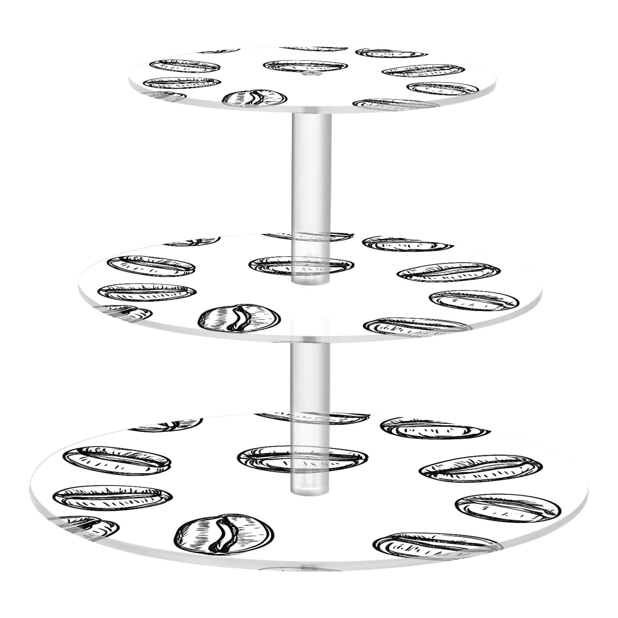 PYBUG Coffee Pattern 3 Tier Acrylic Cupcake Stands Tower,Dessert Table Display Set for Tea Party,Wedding,Birthday, Baby Shower