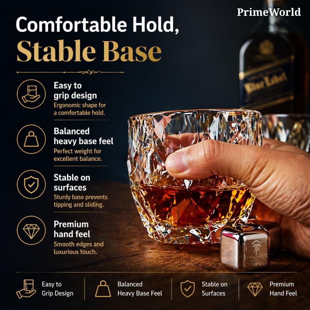 Crystal Whiskey Glasses Set - 6 Premium Tumblers -8