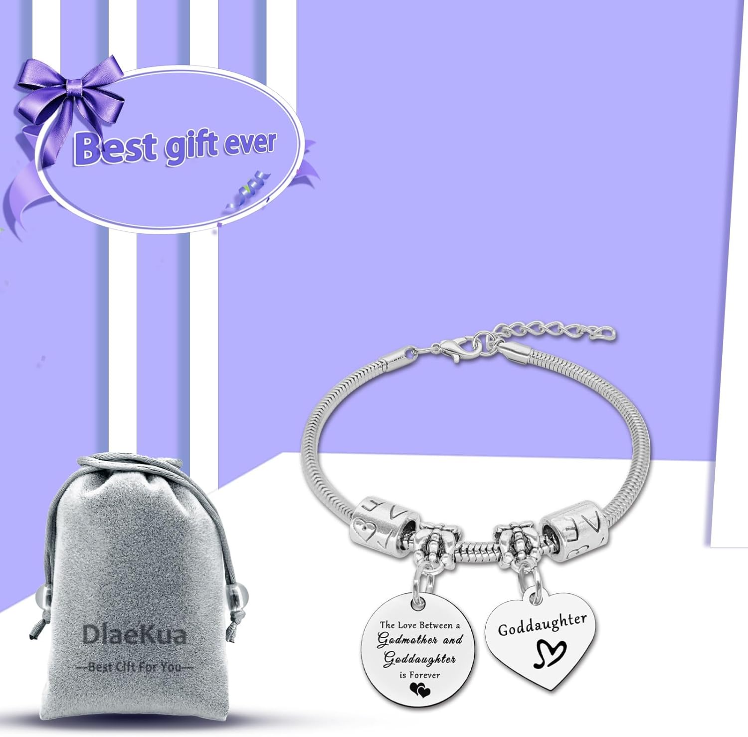 Goddaughter Birthday Gifts Goddaughter Gifts from Godmother Goddaughter Jewelry Birthday Gifts for Goddaughter Inspirational Gifts To My Goddaughter Bracelet Graduation Gift Goddaughter Baptism Gifts - Image 7