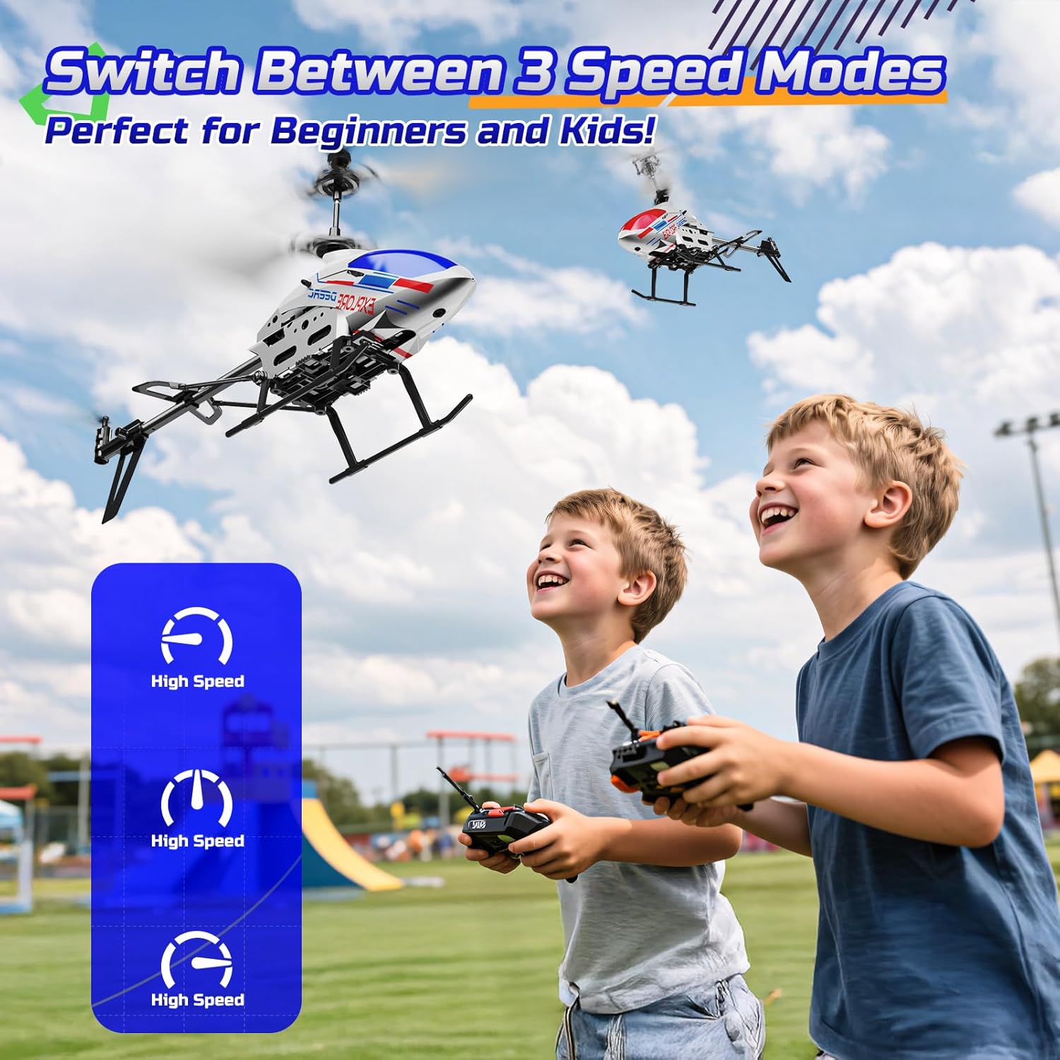 DEERC Remote Control Helicopter, 3.5 CH Altitude Hold RC Helicopters w/Gyro for Beginner, 2 Shells LED Light One Key Take Off/Landing, 2.4GHz Aircraft Indoor Flying Toy for Kids Boys Girls