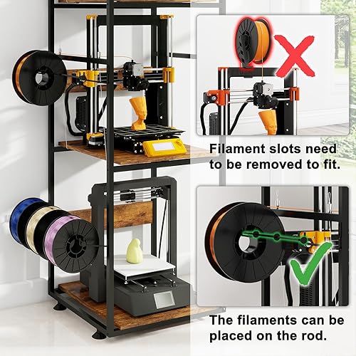 Miniatura 6 de PUNCIA Soporte para impresora 3D de 3 niveles con almacenamiento de filamentos, estante de banco de trabajo resistente, compatible con FDMSLA,