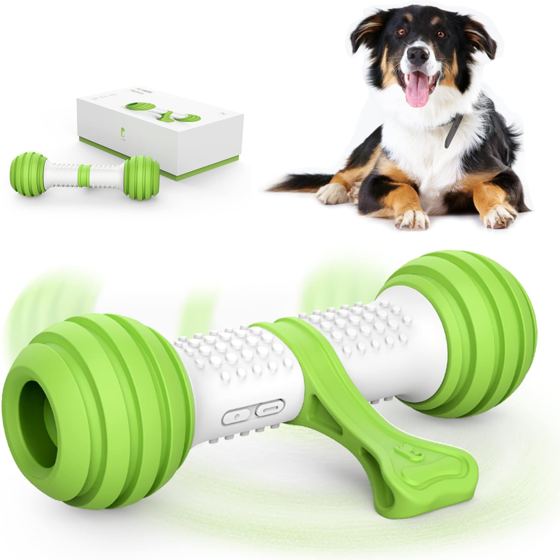 PETGEEK Automatic Interactive Dog Bone, Moving Dog Toy Bone for Indoor Boredom, Electronic Dog Chase Toys for Medium/Large Dog USB Rechargeable Safe Material PC & TPU