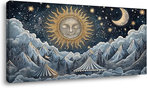 Miniatura 34 de ZOMNAI Pintura al óleo de bosque nebuloso y misterioso de otoño para sala de estar y oficina, obra de arte vintage y retro en lienzo, estilo Arte de