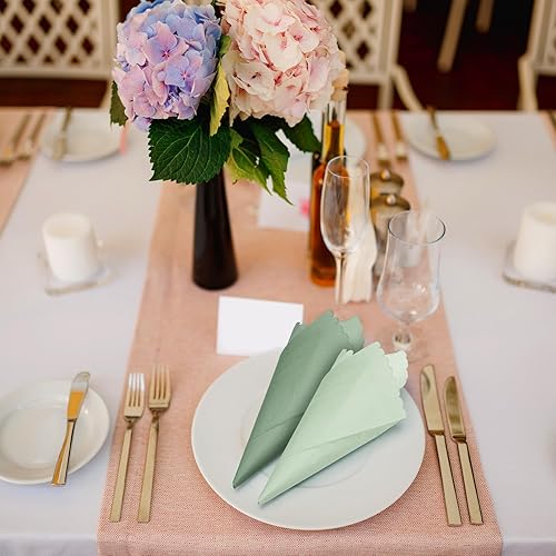 Miniatura 65 de Zhanmai Paquete de 100 servilletas de cóctel de 5 x 5 pulgadas, servilletas festoneadas de papel de color degradado con bordes festoneados, almuerzo