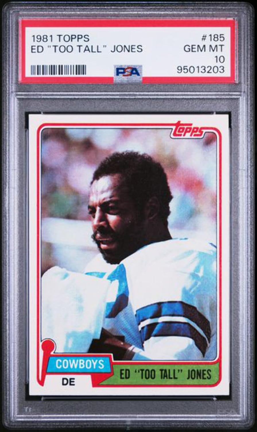 Graded 1981 Topps Ed "Too Tall" Jones #GOCOWBOYS Football Card PSA 10 Gem Mint