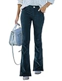 Corduroy Pants for Women High Waist Flare Pants Vintage Baggy Wide Leg Bell Bottom Trousers Pants with Pockets